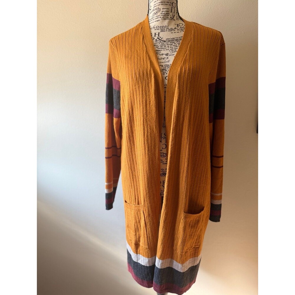 JOSEPH A. Ribbed Open-Front Cardigan Mustard XL